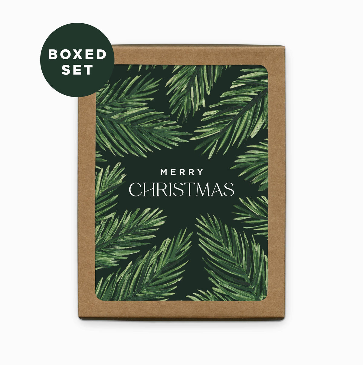 Merry Christmas Winter Fir Greeting Card | Boxed Set of 6