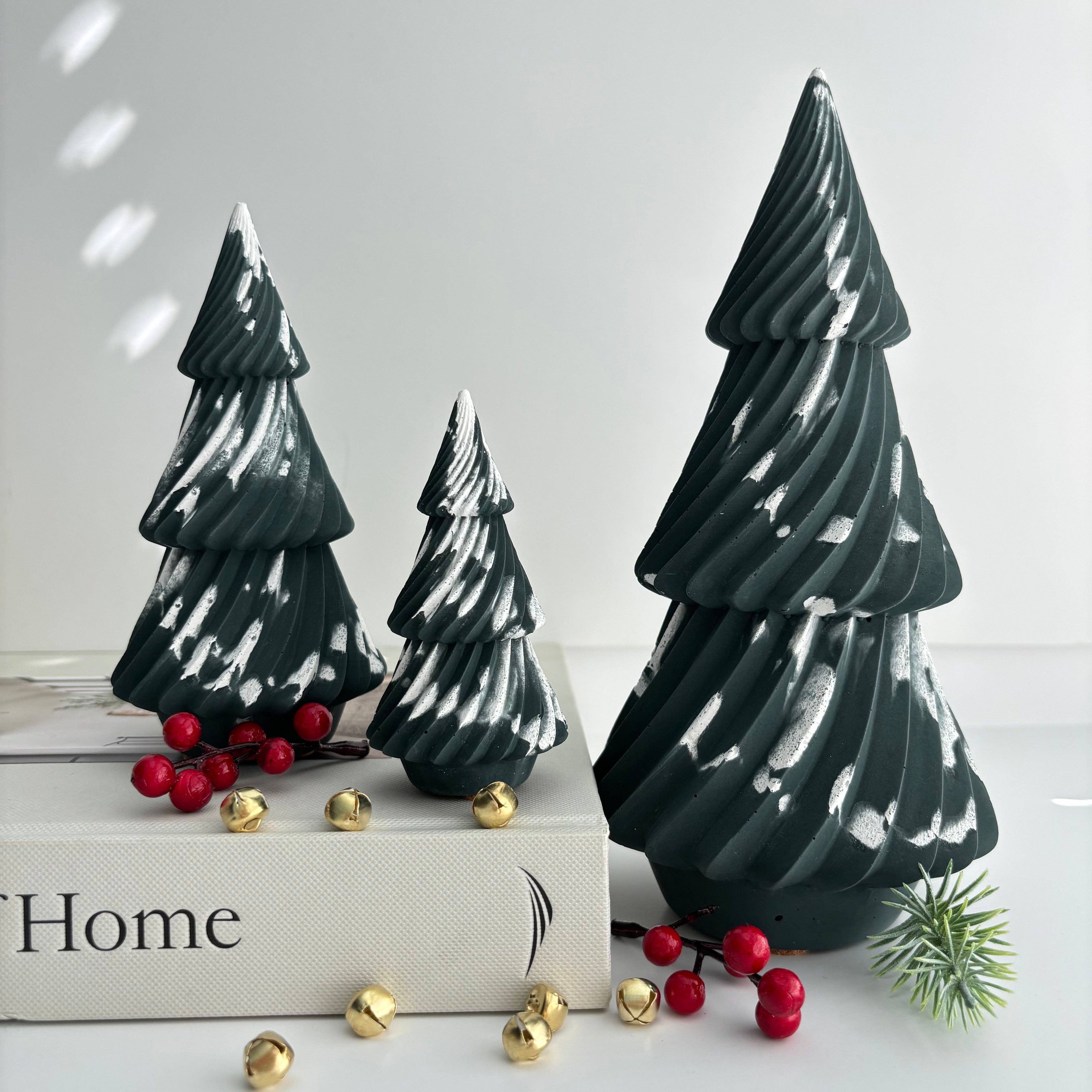 Twist Pines Trio - Concrete Holiday Trees | Christmas Decor