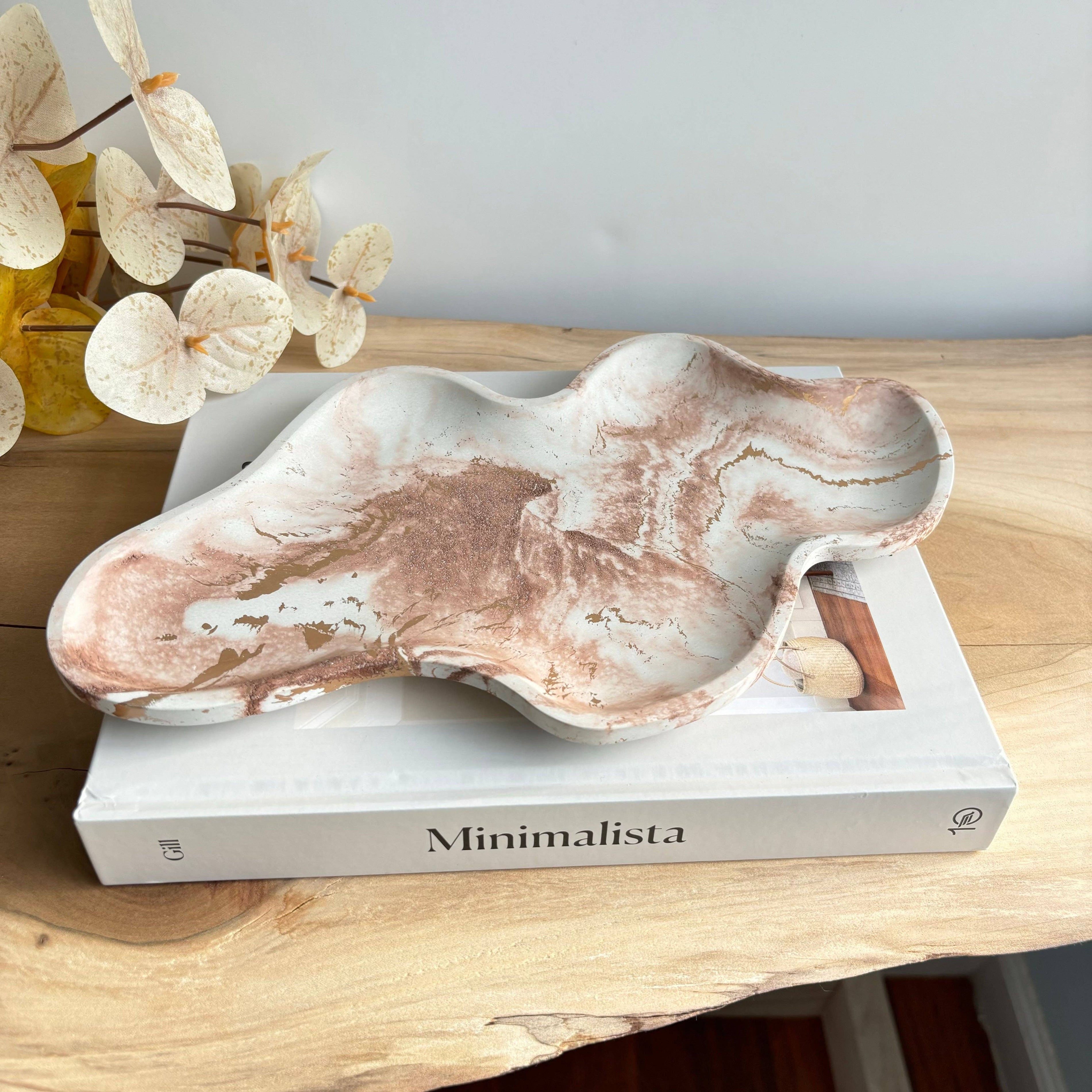 Curvy Tray - Decorative Centerpiece | Entryway Catchall
